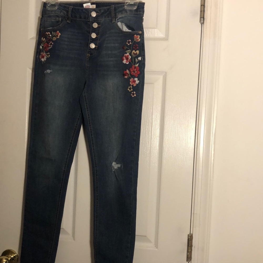 Stretch embroidered jeans